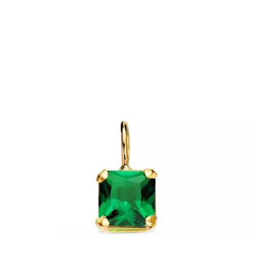18K COLGANTE ORO AMARILLO CUADRADO CON GARRAS Y PIEDRA COLOR VERDE 6