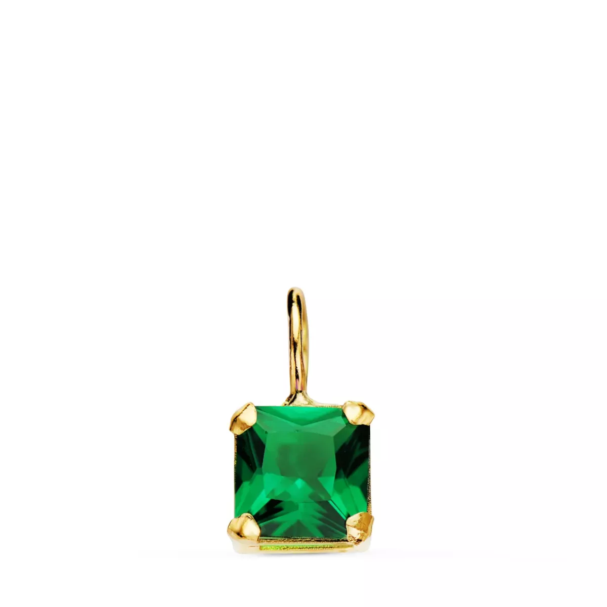 18K COLGANTE ORO AMARILLO CUADRADO CON GARRAS Y PIEDRA COLOR VERDE 6