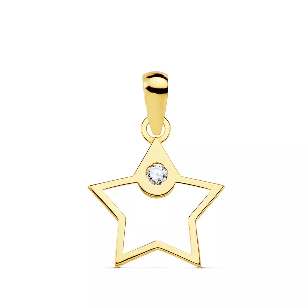 18K COLGANTE ORO AMARILLO ESTRELLA CIRCONITA 12X12 MM 0