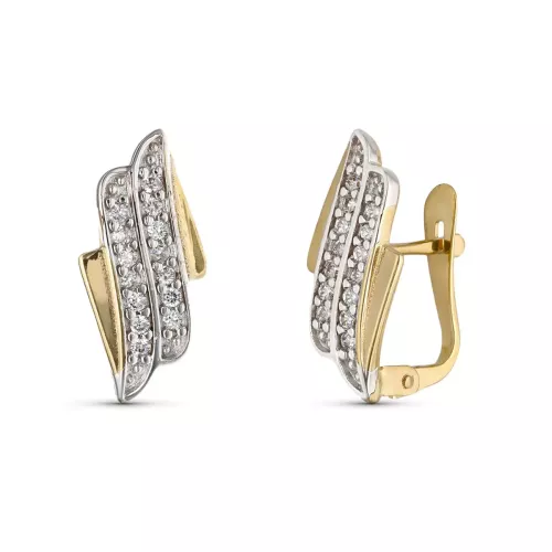 9K PENDIENTES BICOLOR 16X8 MM CIERRE CATALAN 2