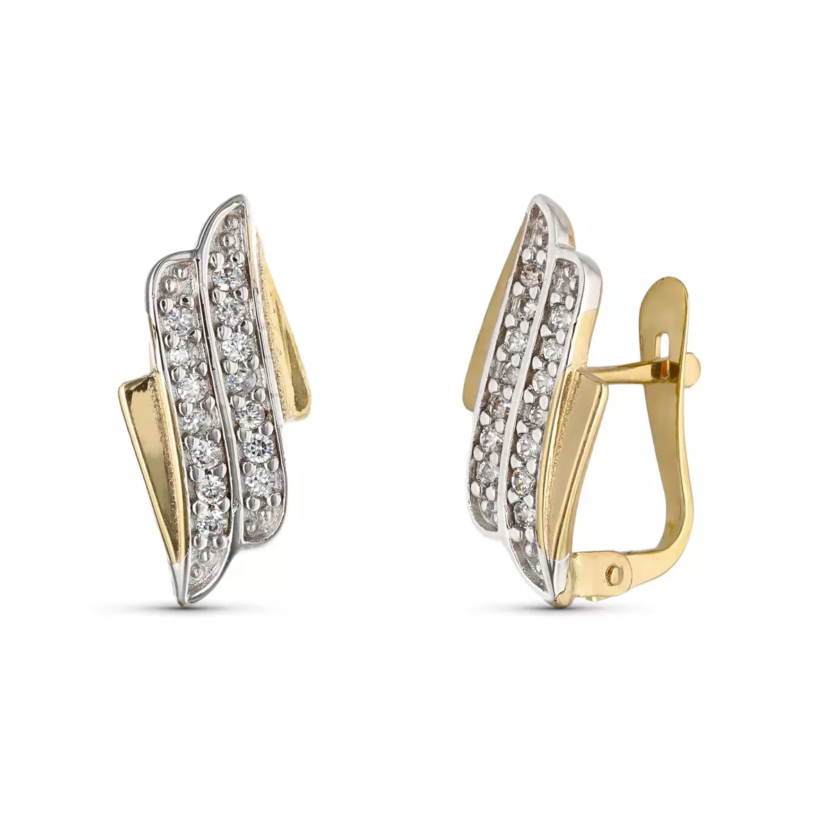 9K PENDIENTES BICOLOR 16X8 MM CIERRE CATALAN 2