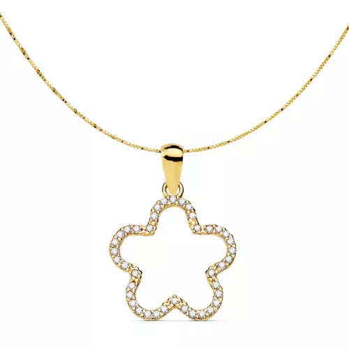18K COLGANTE ORO AMARILLO ESTRELLA CIRCONITA 16X16 MM CADENA VENECIANA 42 3 CM 1