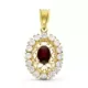 18K COLGANTE ORO AMARILLO FILIGRANA OVAL GRANATE Y CIRCONITAS 2