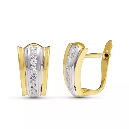 9K PENDIENTES BICOLOR 12X7 MM CIERRE CATALAN 1