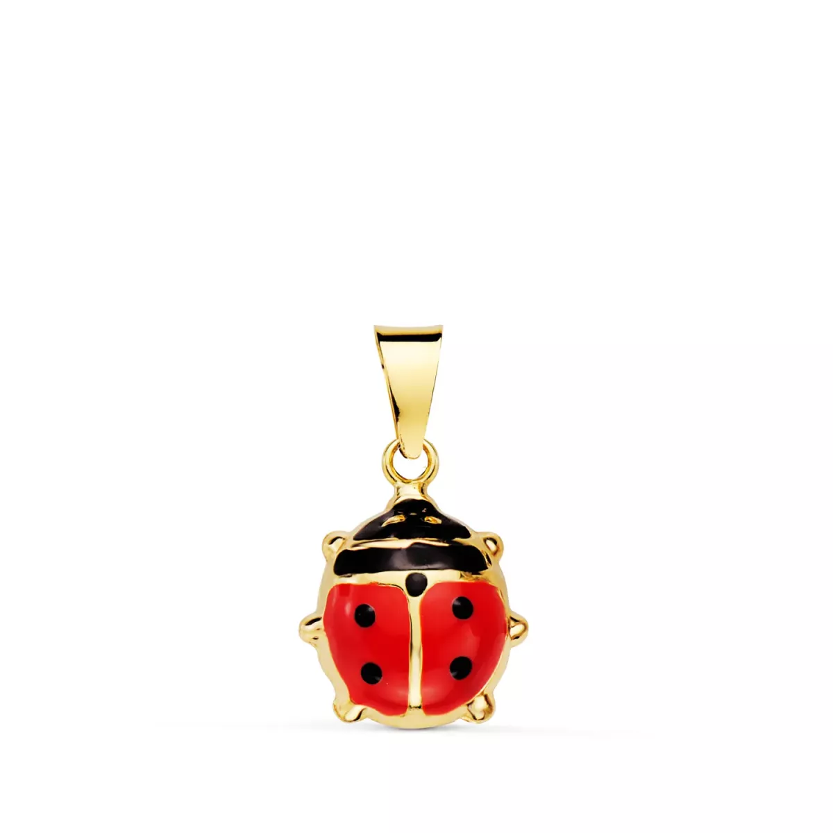 18K COLGANTE ORO AMARILLO MARIQUITA ESMALTADA 10 X 9 MM. 0