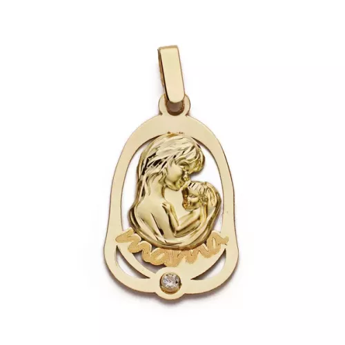 9K COLGANTE ORO AMARILLO MADRE CIRCONITA 25X15MM 0