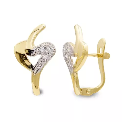 9K PENDIENTES ORO BICOLOR COMUNION CIRCONITA 15X10MM. CIERRE CATALAN 1