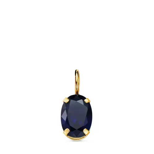 18K COLGANTE ORO AMARILLO OVAL PIEDRA COLOR AZUL 7 X 5 MM. 0