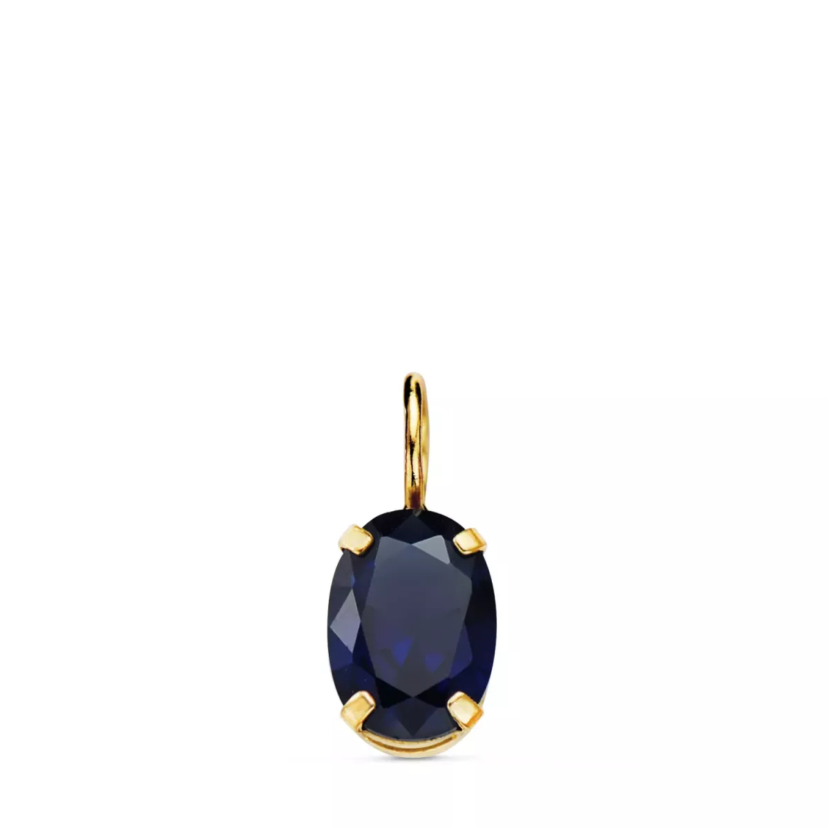 18K COLGANTE ORO AMARILLO OVAL PIEDRA COLOR AZUL 7 X 5 MM. 0
