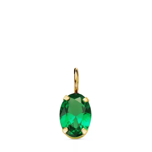 18K COLGANTE ORO AMARILLO OVAL PIEDRA COLOR VERDE 7 X 5 MM. 0