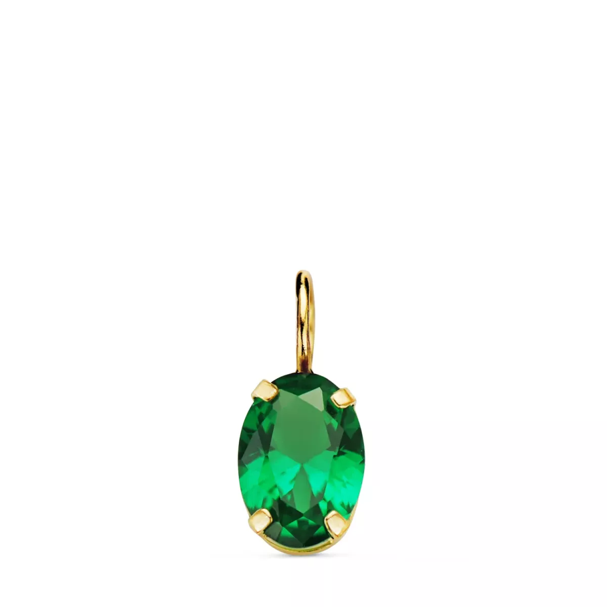 18K COLGANTE ORO AMARILLO OVAL PIEDRA COLOR VERDE 7 X 5 MM. 0