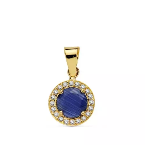 18K COLGANTE ORO AMARILLO PIEDRA AZUL 9 MMCIRCONITAS 0