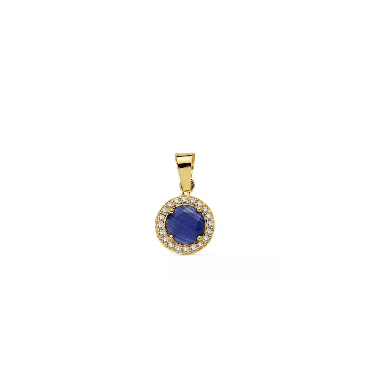 18K COLGANTE ORO AMARILLO PIEDRA AZUL 9 MMCIRCONITAS 0