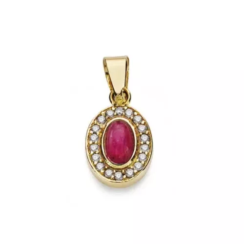 18K COLGANTE ORO AMARILLO PIEDRA ROJA MOTIVO 9X7 MM 0
