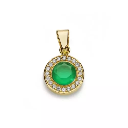 18K COLGANTE ORO AMARILLO PIEDRA VERDE 5MM CIRCONITA 0