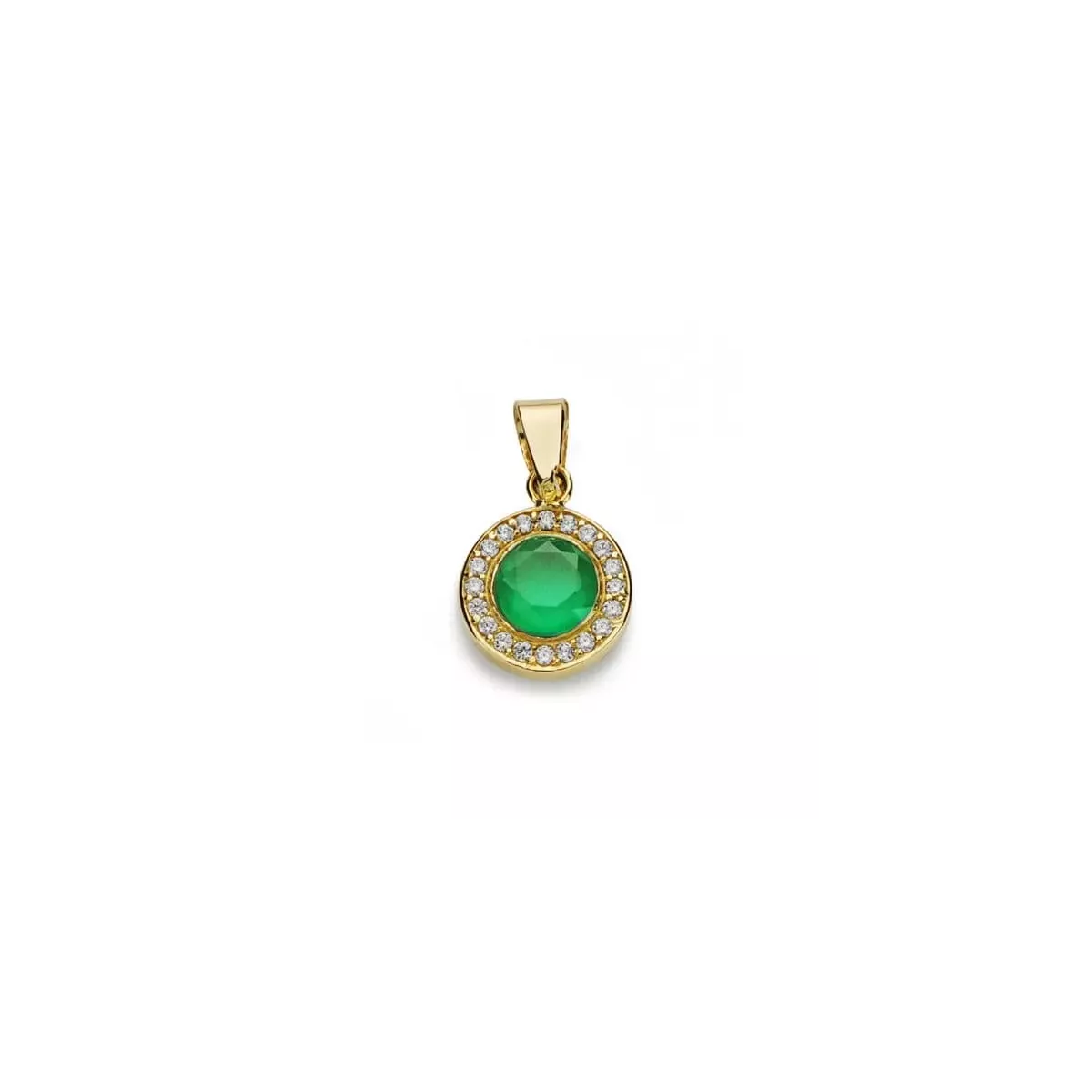 18K COLGANTE ORO AMARILLO PIEDRA VERDE 5MM CIRCONITA 0