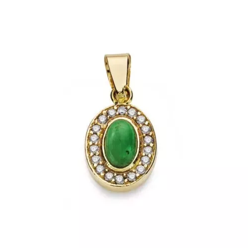18K COLGANTE ORO AMARILLO PIEDRA VERDE MOTIVO 9X7 MM 0