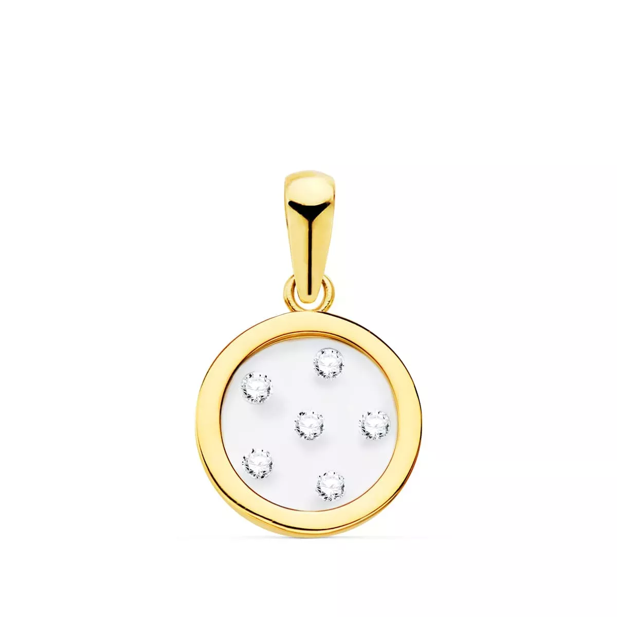 18K COLGANTE ORO AMARILLO REDONDO AIRSHINE TRANSPARENTE CON CIRCONITA 11 MM 0
