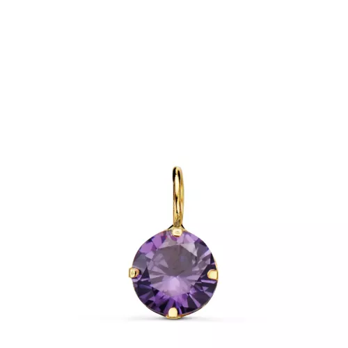 18K COLGANTE ORO AMARILLO REDONDO CON PIEDRA COLOR AMATISTA 6 MM. 0