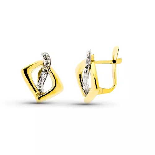 9K PENDIENTES ORO BICOLOR COMUNION CIRCONITA 15X11 MM CIERRE CATALAN 1
