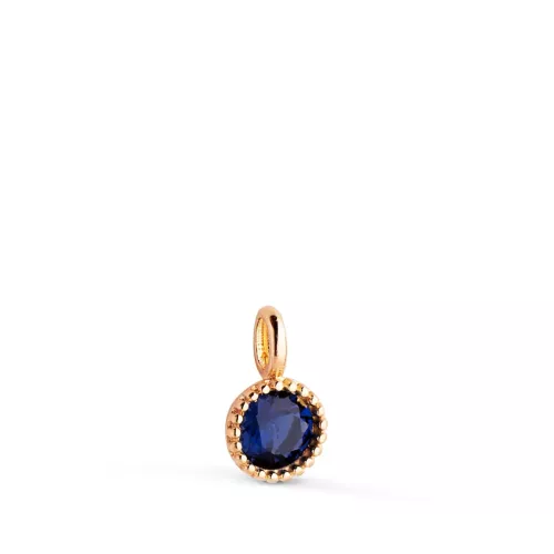 18K COLGANTE ORO AMARILLO REDONDO PIEDRA AZUL BORDES BOLITAS. MEDIDA: 8