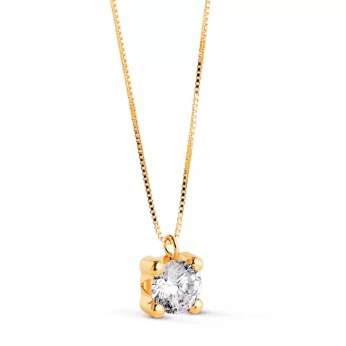 18K COLLAR ORO AMARILLO COLGANTE 4 GARRAS Y CIRCONITA 5MM CON CADENA VENECIANA 42CM 1