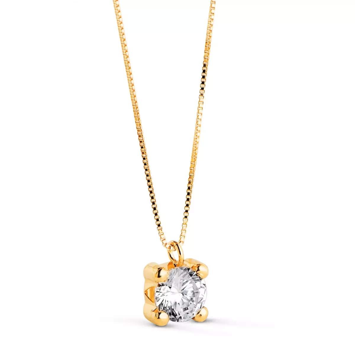 18K COLLAR ORO AMARILLO COLGANTE 4 GARRAS Y CIRCONITA 5MM CON CADENA VENECIANA 42CM 1