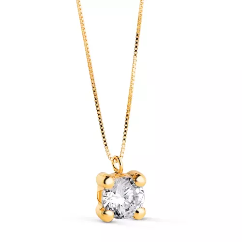 18K COLLAR ORO AMARILLO COLGANTE 4 GARRAS Y CIRCONITA 6MM CON CADENA VENECIANA 42CM 1