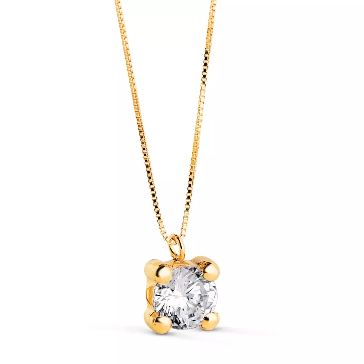 18K COLLAR ORO AMARILLO COLGANTE 4 GARRAS Y CIRCONITA 6MM CON CADENA VENECIANA 42CM 1