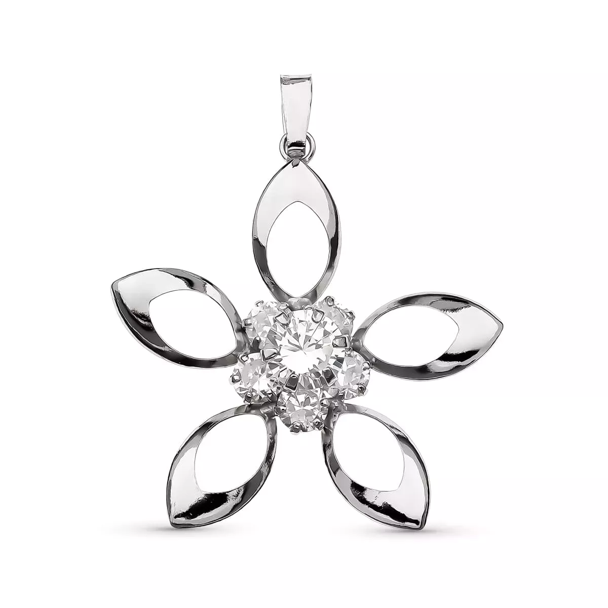 18K COLGANTE ORO BLANCO FLOR 30X29 MM 2