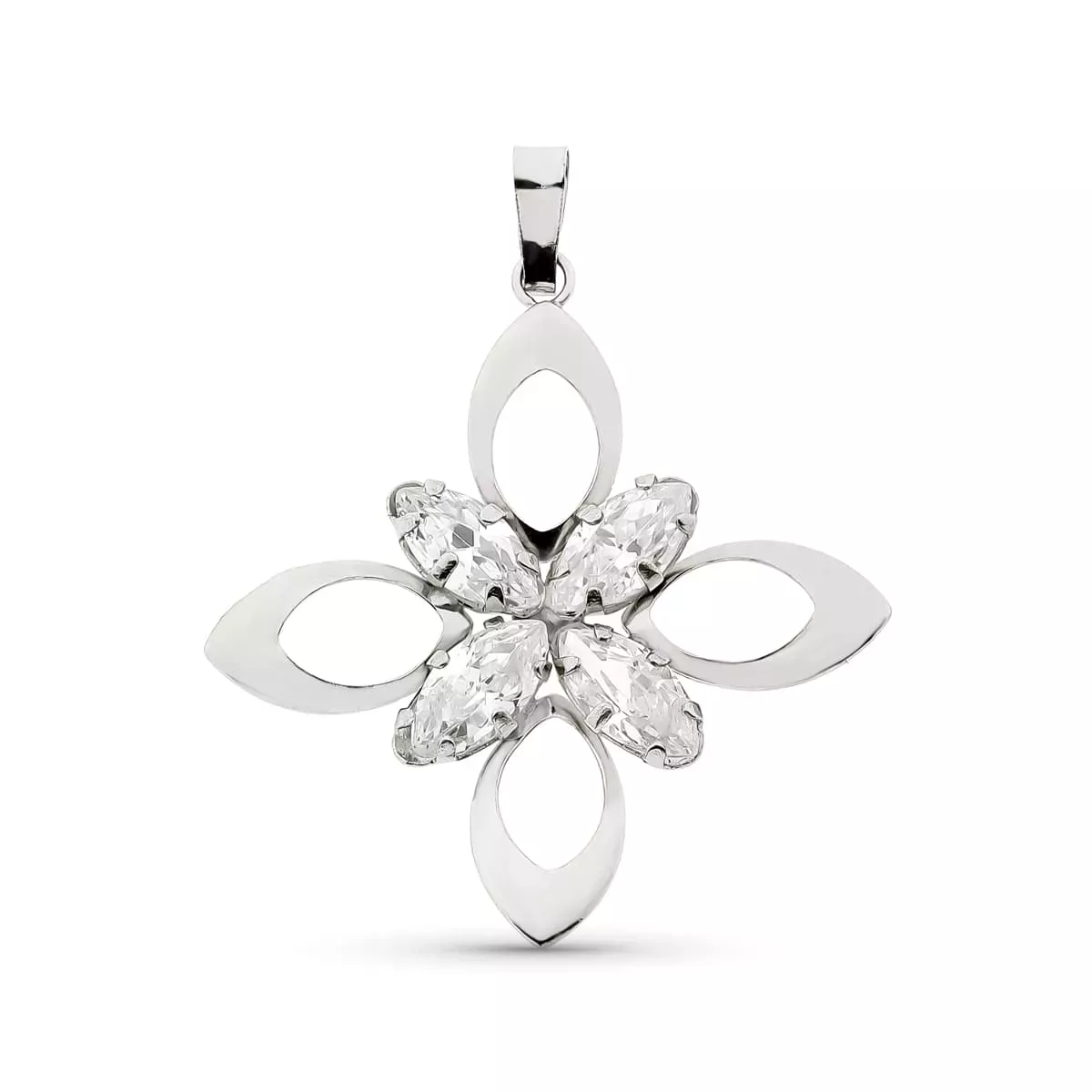 18K COLGANTE ORO BLANCO FLOR PIEDRAS 32X29 MM 1.95 GR 1