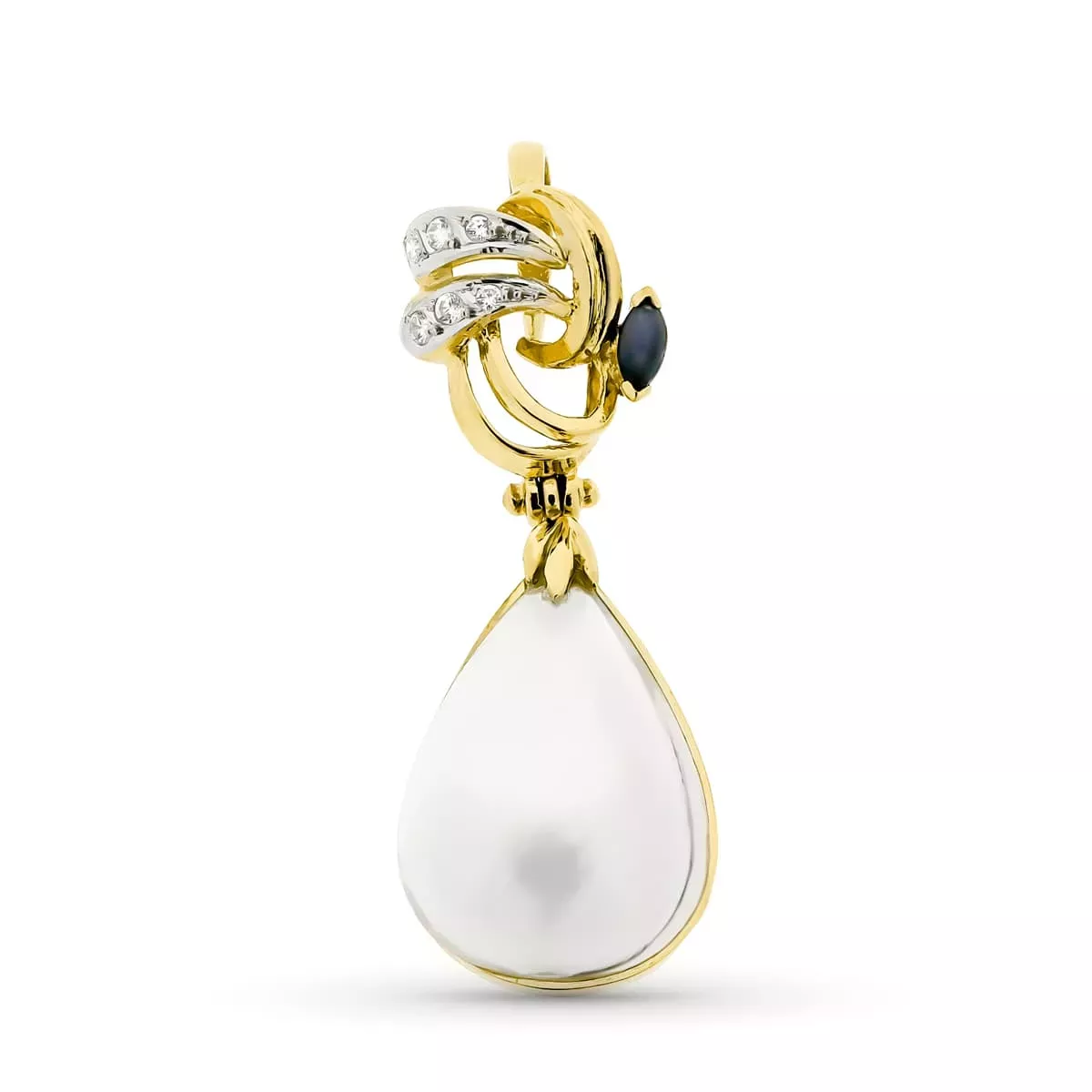 18K COLGANTE ORO BICOLOR JAPONESA 40X15 MM 5