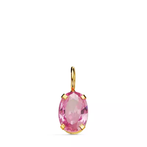 18K COLGANTE ORO AMARILLO OVAL PIEDRA ROSA 7 X 5 MM. 0