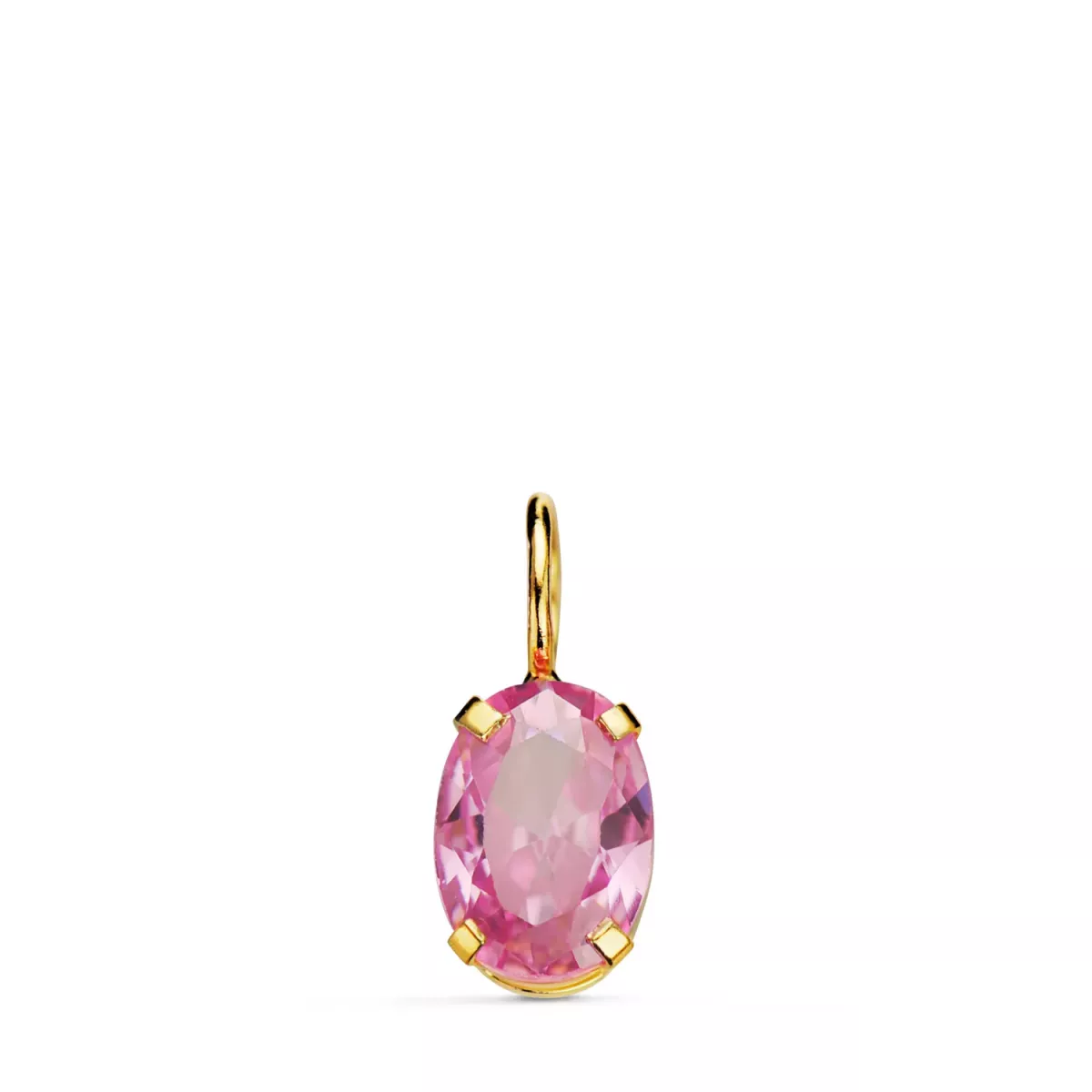 18K COLGANTE ORO AMARILLO OVAL PIEDRA ROSA 7 X 5 MM. 0