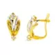 9K PENDIENTES ORO BICOLOR BANDAS CON PIEDRA CIERRE CATALAN 1