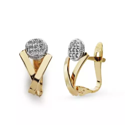 9K PENDIENTES BICOLOR CIRCONITA 13X7 MM CIERRE CATALAN 1