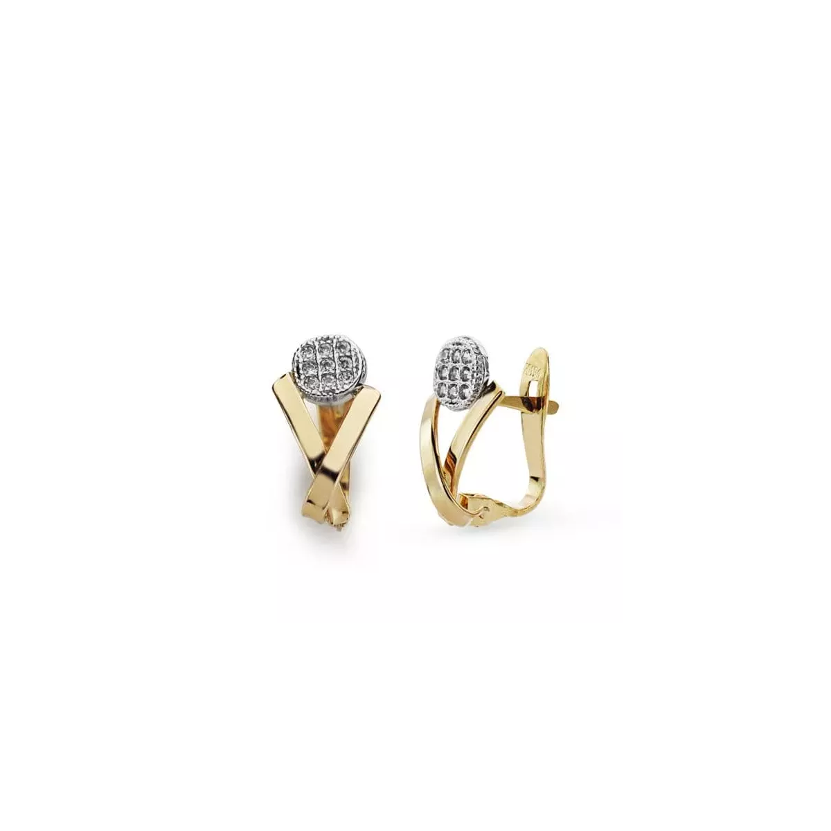 9K PENDIENTES BICOLOR CIRCONITA 13X7 MM CIERRE CATALAN 1