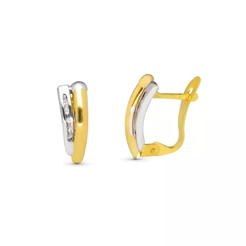 9K PENDIENTES ORO AMARILLO BICOLOR 13X5 MM CIERRE CATALAN 1