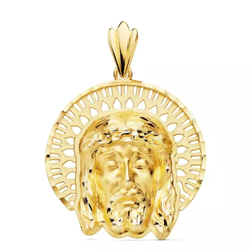 18K COLGANTE COLGANTE ORO AMARILLO CABEZA DE CRISTO ORLA 31X31 MM 9
