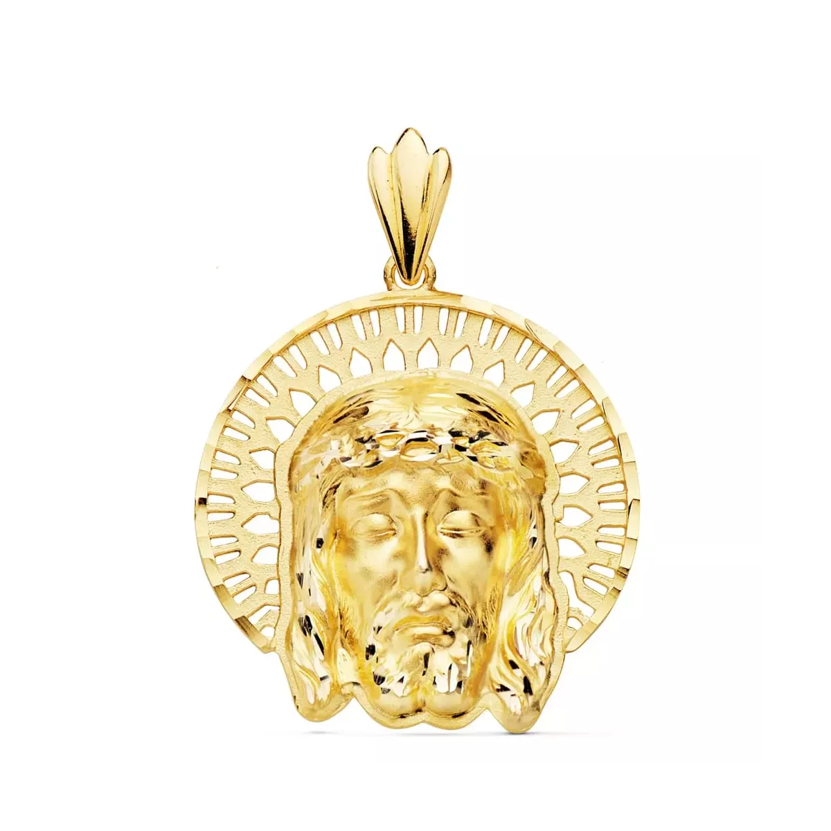 18K COLGANTE COLGANTE ORO AMARILLO CABEZA DE CRISTO ORLA 31X31 MM 9