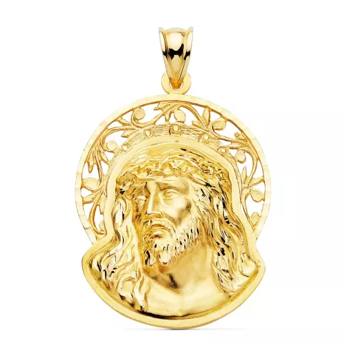 18K COLGANTE COLGANTE ORO AMARILLO CABEZA DE CRISTO ORLA 32X26 MM 7