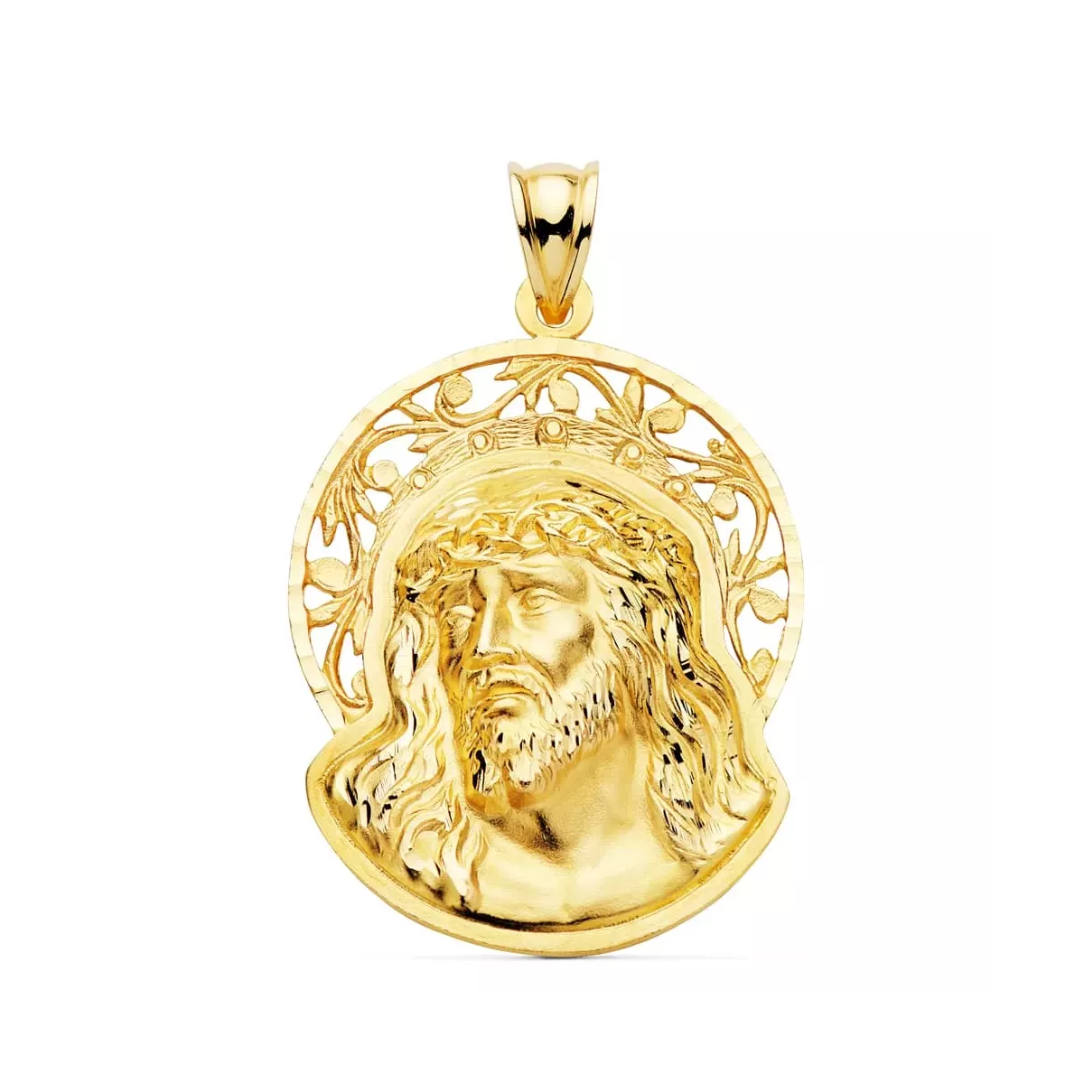 18K COLGANTE COLGANTE ORO AMARILLO CABEZA DE CRISTO ORLA 32X26 MM 7