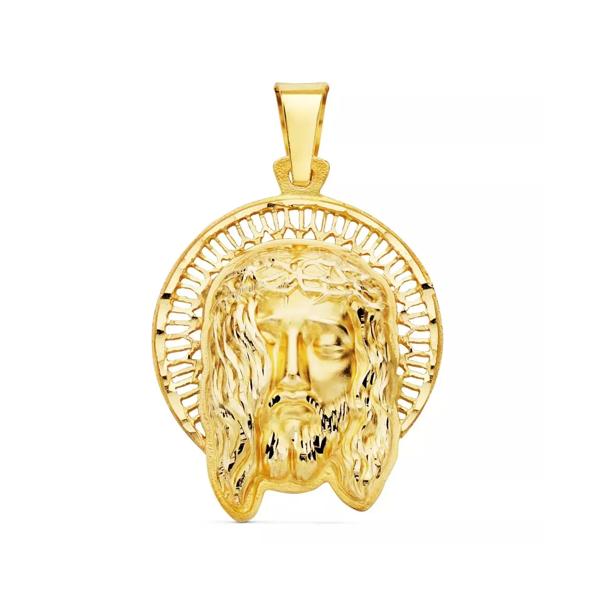 18K COLGANTE COLGANTE ORO AMARILLO CABEZA DE CRISTO ORLA 29X25 MM 5