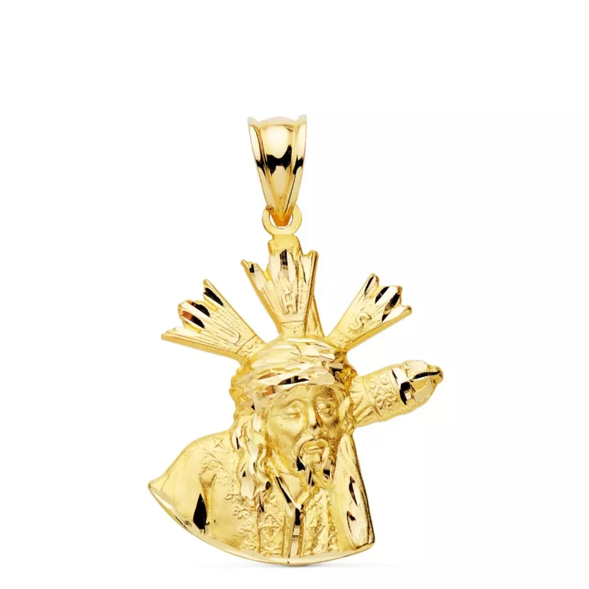 18K COLGANTE CRISTO GRAN PODER SILUETA ORO AMARILLO 24X20 MM 3