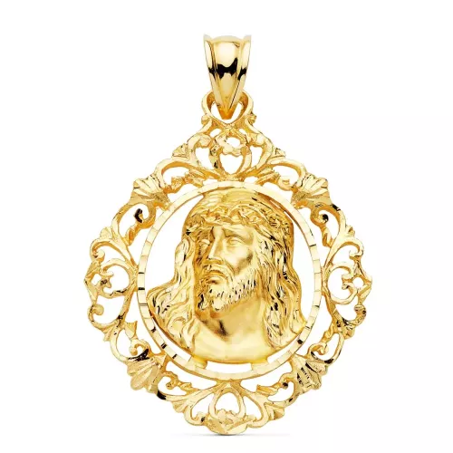 18K COLGANTE CRISTO ORO AMARILLO ESTAMPADO CERCO. 32X29 MM 5