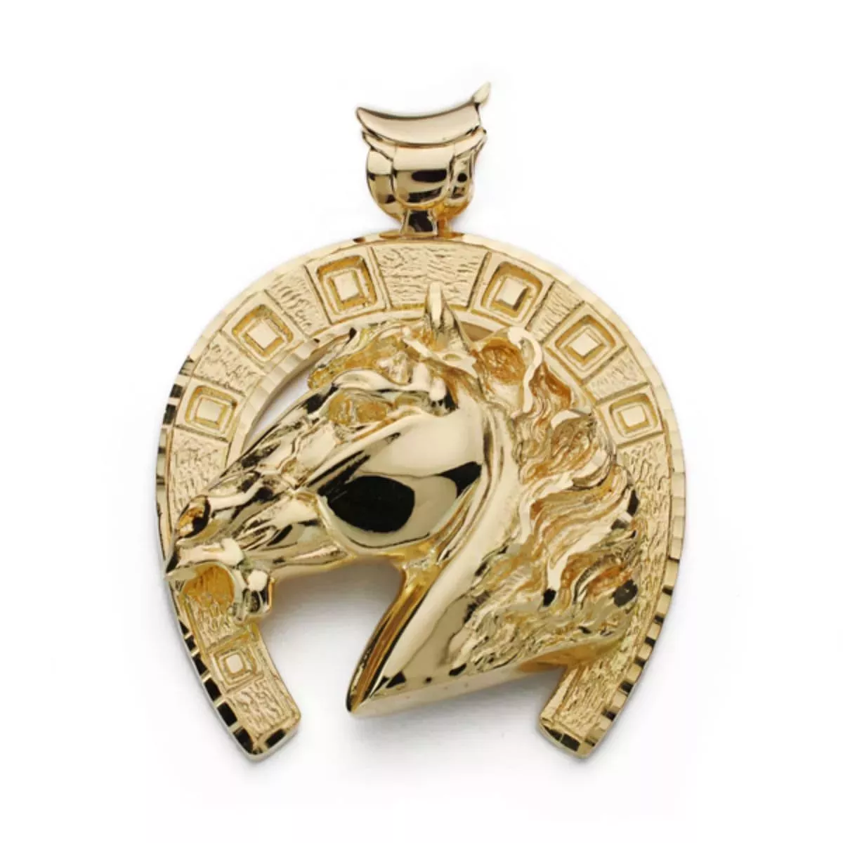18K COLGANTE DE HERRADURA CON CABALLO ORO AMARILLO 50X44 MM 40
