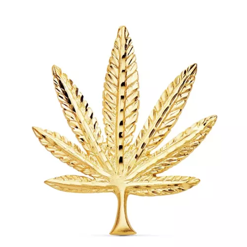 18K COLGANTE HOJA MARIHUANA ORO AMARILLO 44X37 MM 7