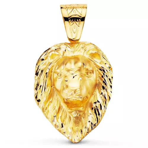18K COLGANTE LEON GIGANTE TALLADO ORO AMARILLO 66X56 MM 70