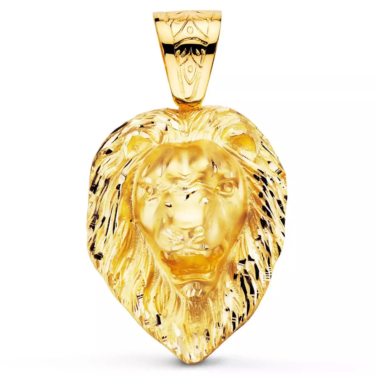18K COLGANTE LEON GIGANTE TALLADO ORO AMARILLO 66X56 MM 70