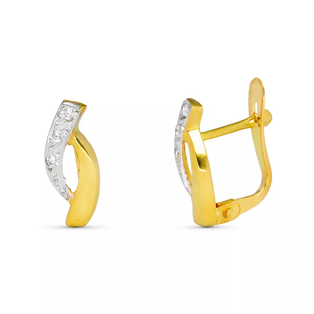 9K PENDIENTES ORO BICOLOR COMUNION CIRCONITA 12X5 MM CIERRE CATALAN 1